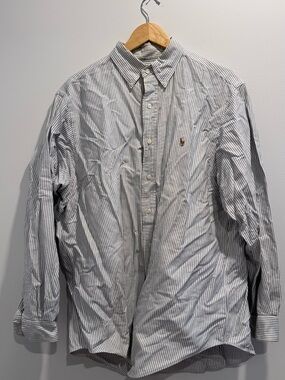 Ralph Lauren White and Blue Striped Button-Down Shirt